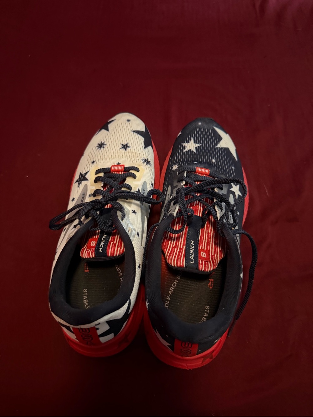 Unisex Athletic Sneakers - Patriotic Star Print in Red, White & Blue